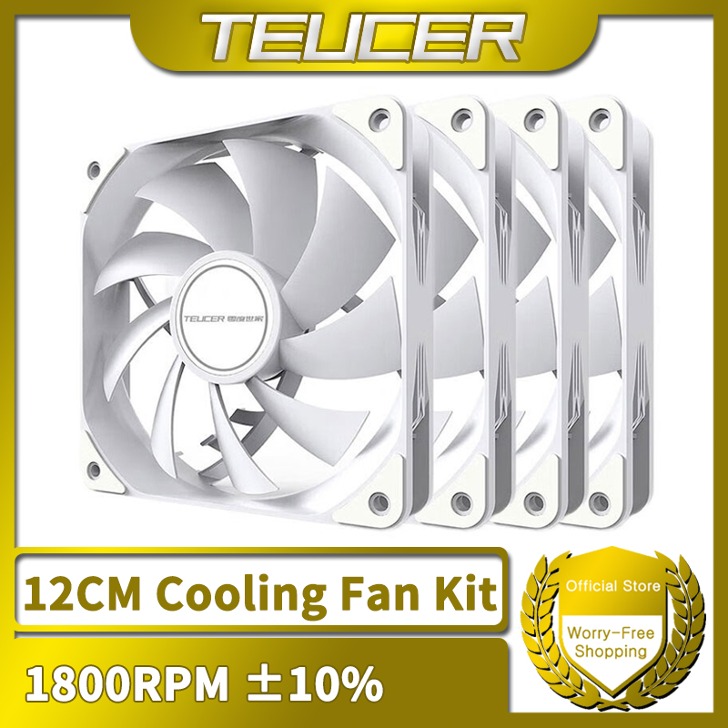 Esports Gaming Fan - TEUCER-1800RPM 4 핀 PWM 화이트 12cm